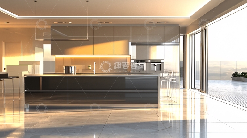 高清大图下载【趣麦麦图】现代化高端公寓厨房