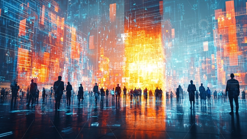 高清大图下载【趣麦麦图】赛博朋克未来城市人群