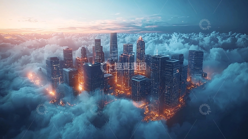 高清大图下载【趣麦麦图】云端城市