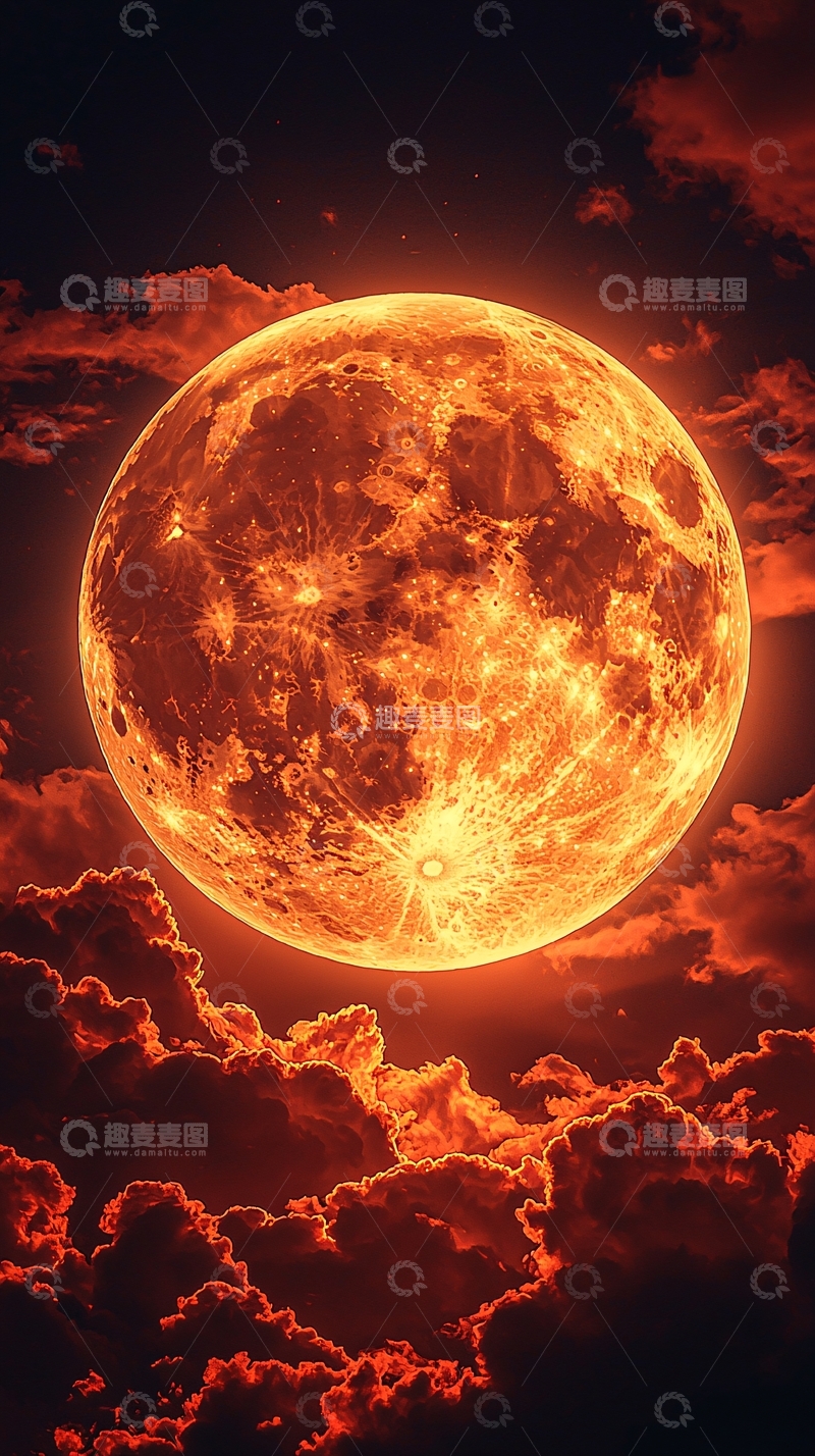 高清大图下载【趣麦麦图】血色月亮