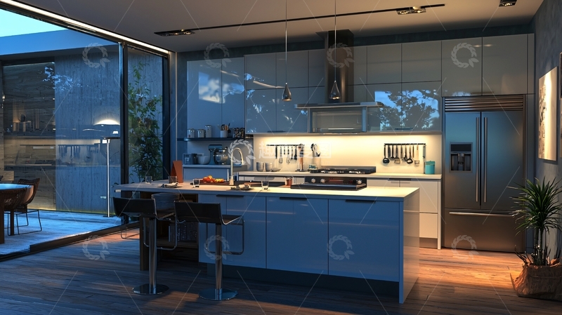 高清大图下载【趣麦麦图】现代简约开放式厨房