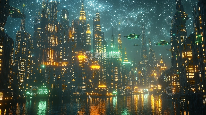 高清大图下载【趣麦麦图】未来城市夜景21