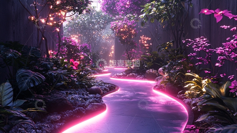 高清大图下载【趣麦麦图】梦幻荧光小径