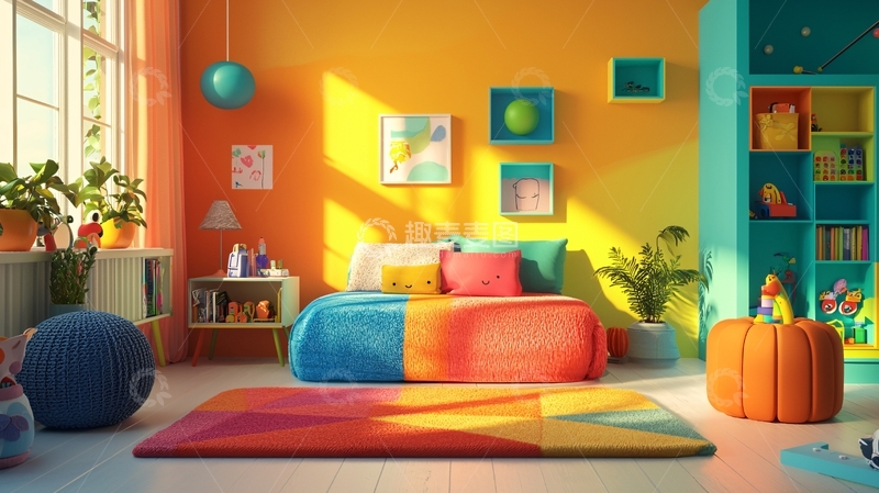 高清大图下载【趣麦麦图】阳光明媚的儿童卧室
