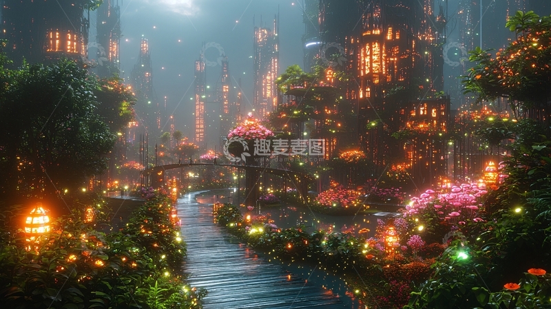 高清大图下载【趣麦麦图】奇幻城市夜景