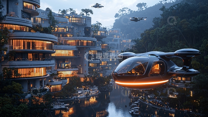 高清大图下载【趣麦麦图】未来城市雨林景观