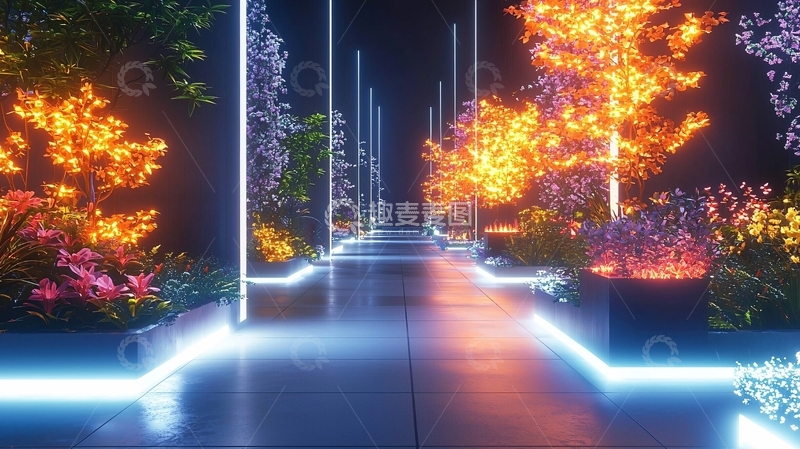 高清大图下载【趣麦麦图】光彩绚丽的花园通道