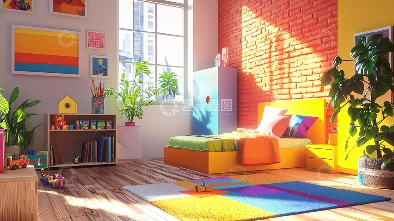 高清大图下载【趣麦麦图】阳光明媚的儿童卧室