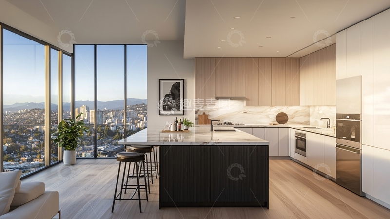 高清大图下载【趣麦麦图】现代化高层公寓厨房