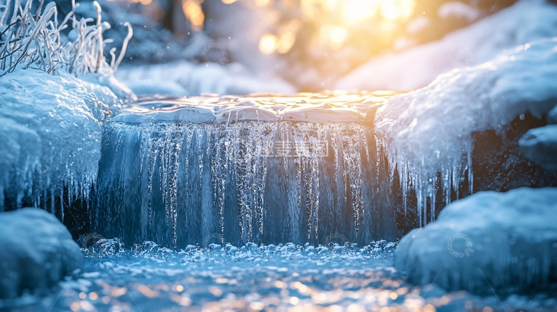 高清大图下载【趣麦麦图】冰雪覆盖的瀑布