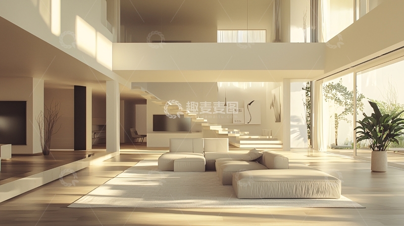 高清大图下载【趣麦麦图】现代简约风格大宅客厅