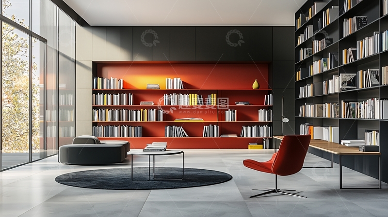 高清大图下载【趣麦麦图】现代简约书房设计