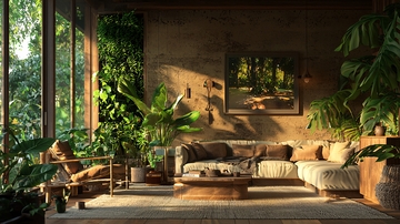 阳光洒进绿意客厅