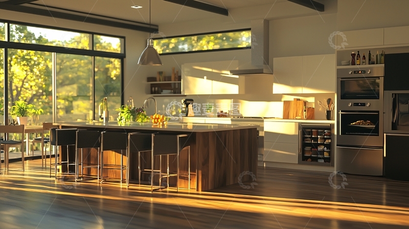 高清大图下载【趣麦麦图】现代简约开放式厨房