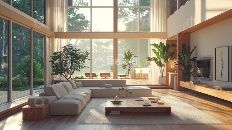 高清大图下载【趣麦麦图】现代简约客厅落地窗
