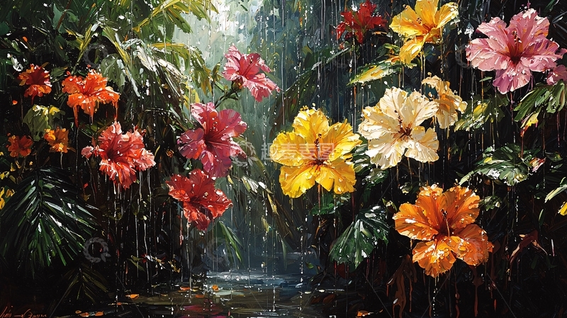 高清大图下载【趣麦麦图】热带雨林中的鲜艳花朵