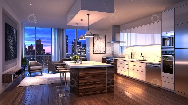 高清大图下载【趣麦麦图】现代化开放式厨房