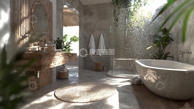 高清大图下载【趣麦麦图】侘寂风浴室