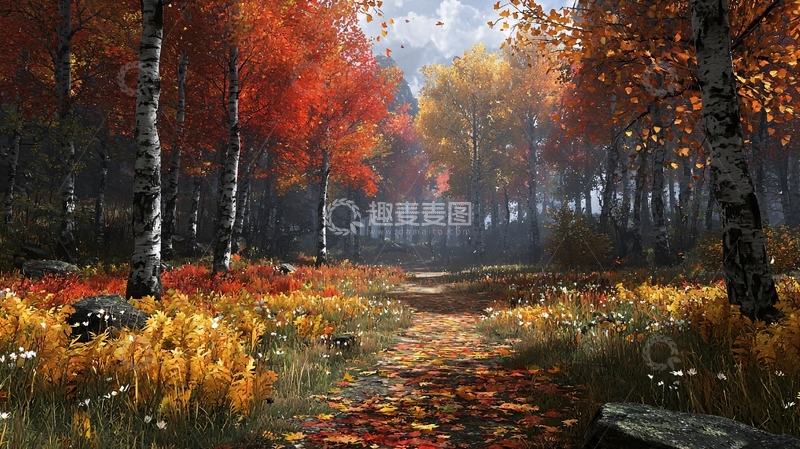 高清大图下载【趣麦麦图】秋日森林小路
