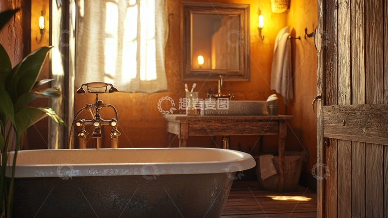 高清大图下载【趣麦麦图】复古浴室