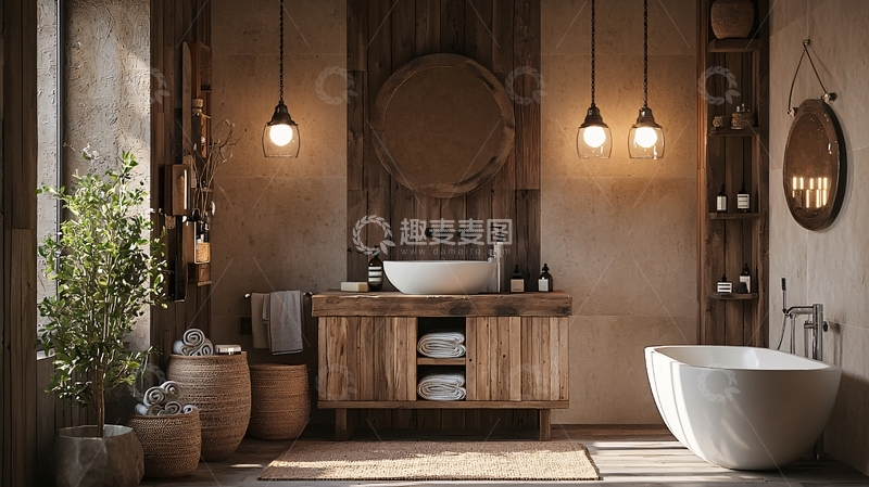 高清大图下载【趣麦麦图】侘寂风浴室