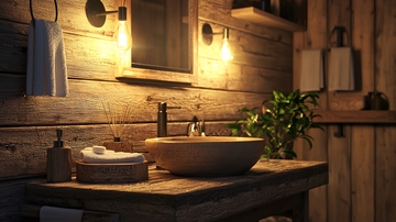 温暖木质风格浴室