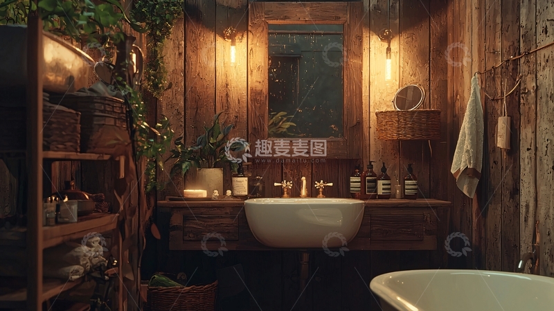 高清大图下载【趣麦麦图】木质浴室