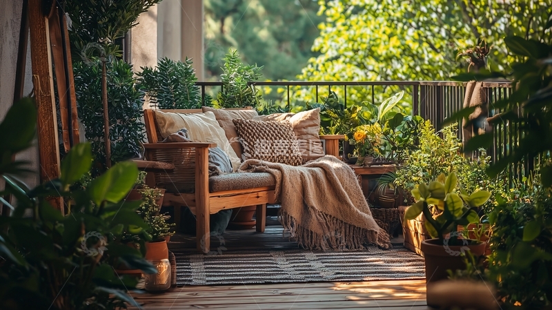 高清大图下载【趣麦麦图】阳台花园休闲椅