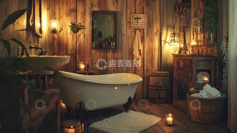 高清大图下载【趣麦麦图】温暖木质浴室