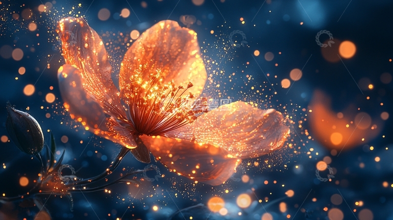 高清大图下载【趣麦麦图】金色闪光的花朵特写