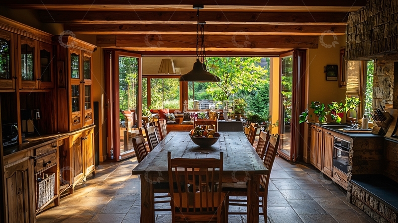 高清大图下载【趣麦麦图】原木餐桌