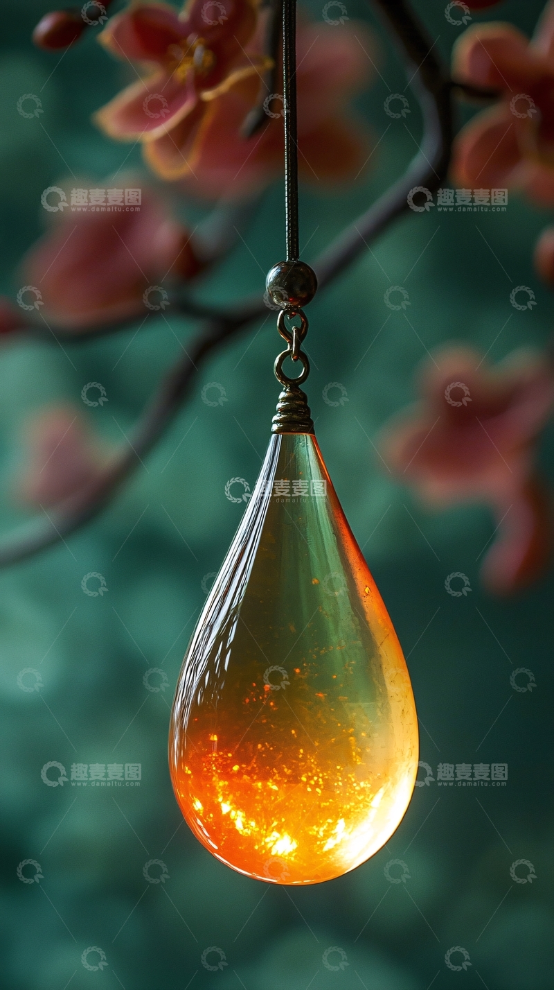 高清大图下载【趣麦麦图】-晶莹剔透的水滴吊坠