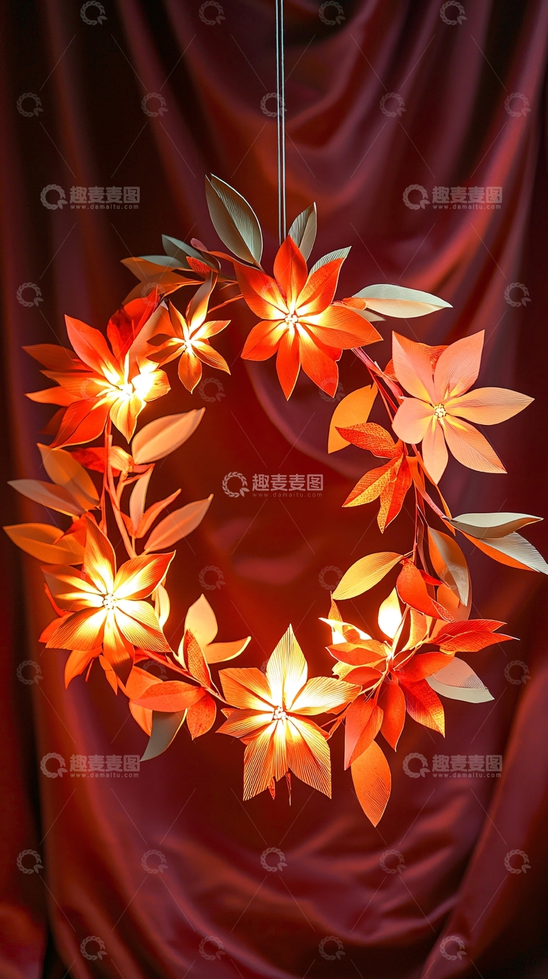 高清大图下载【趣麦麦图】橙色花朵组成的圆形灯饰