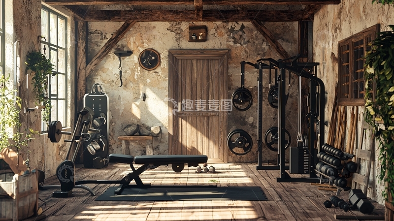 高清大图下载【趣麦麦图】复古健身房