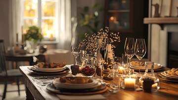 温暖舒适的秋季餐桌