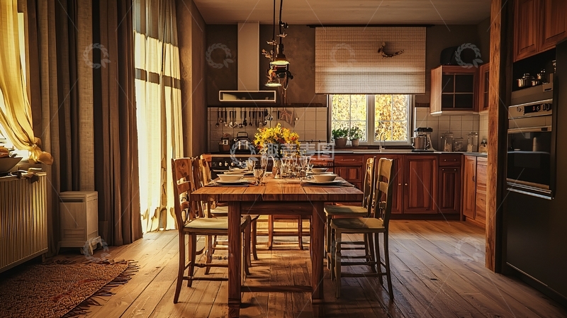 高清大图下载【趣麦麦图】乡村风格厨房