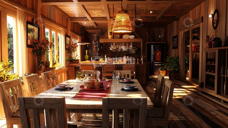 高清大图下载【趣麦麦图】原木餐厅