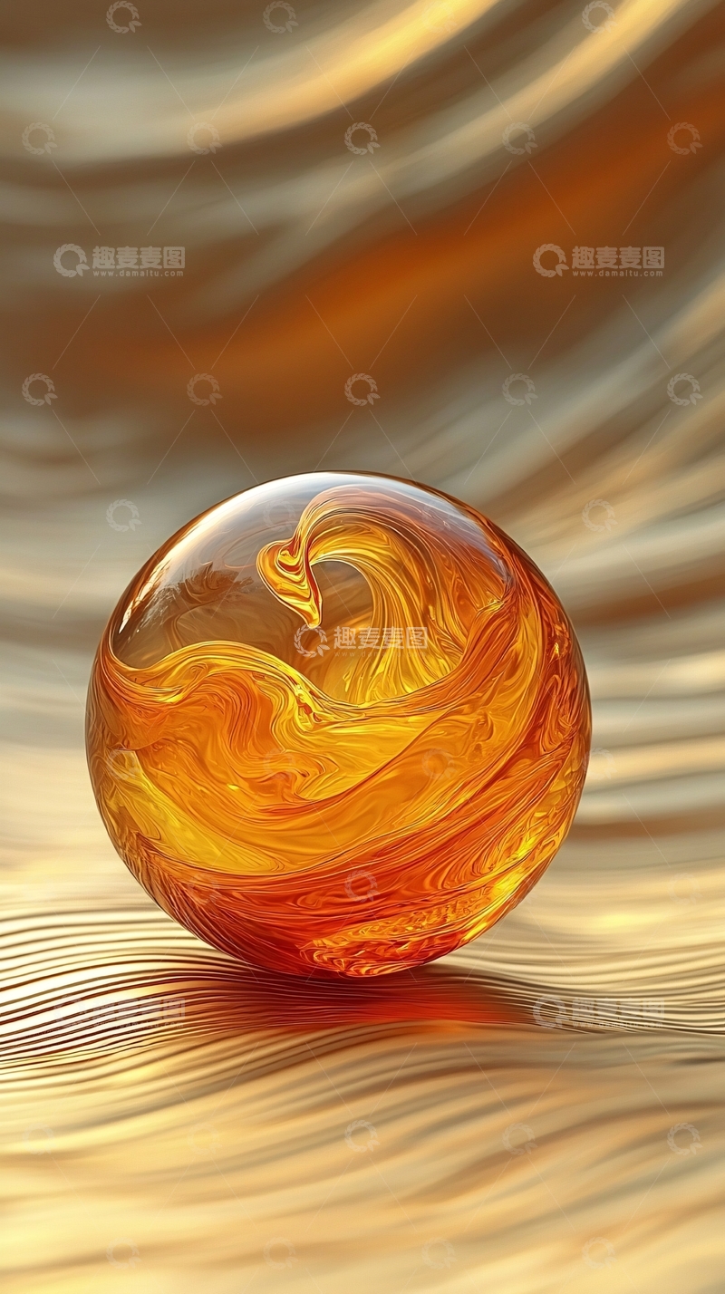 高清大图下载【趣麦麦图】金色流体球体