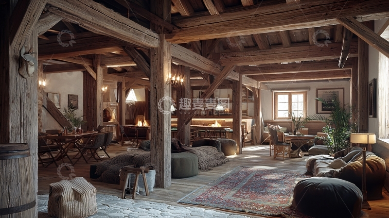 高清大图下载【趣麦麦图】老式木结构房屋内部