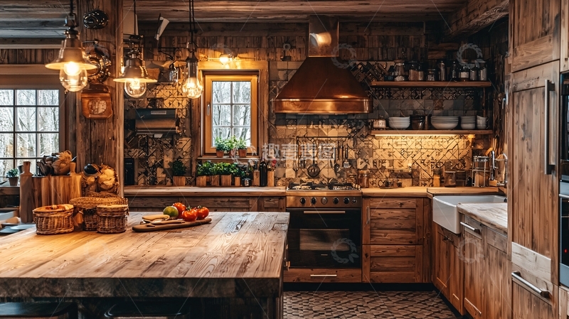 高清大图下载【趣麦麦图】原木厨房