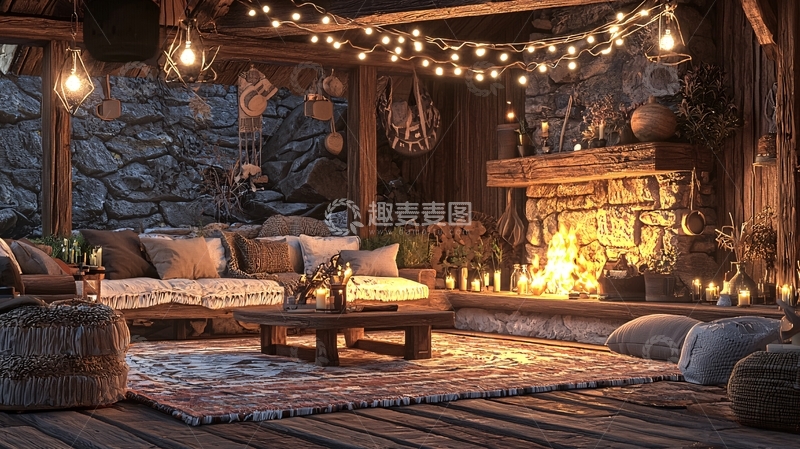 高清大图下载【趣麦麦图】温暖舒适的乡村风格客厅