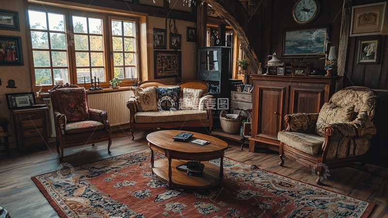 高清大图下载【趣麦麦图】复古客厅