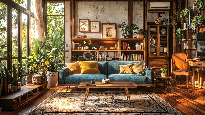 高清大图下载【趣麦麦图】阳光洒进的温馨客厅