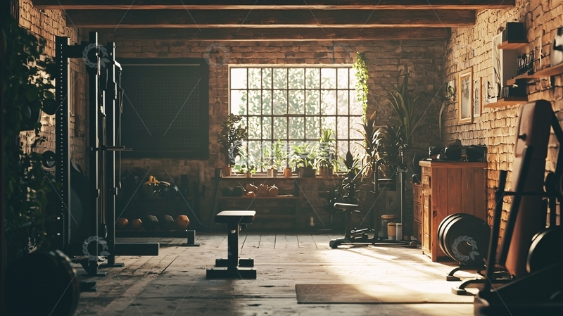 高清大图下载【趣麦麦图】复古砖墙健身房