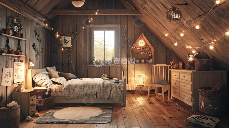 高清大图下载【趣麦麦图】温暖舒适阁楼儿童房