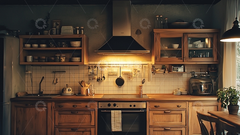 高清大图下载【趣麦麦图】原木厨房