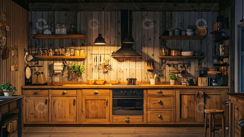 高清大图下载【趣麦麦图】原木厨房