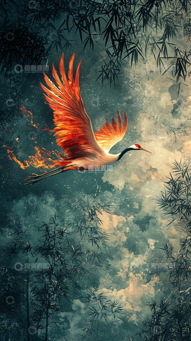 高清大图下载【趣麦麦图】飞翔的火鸟