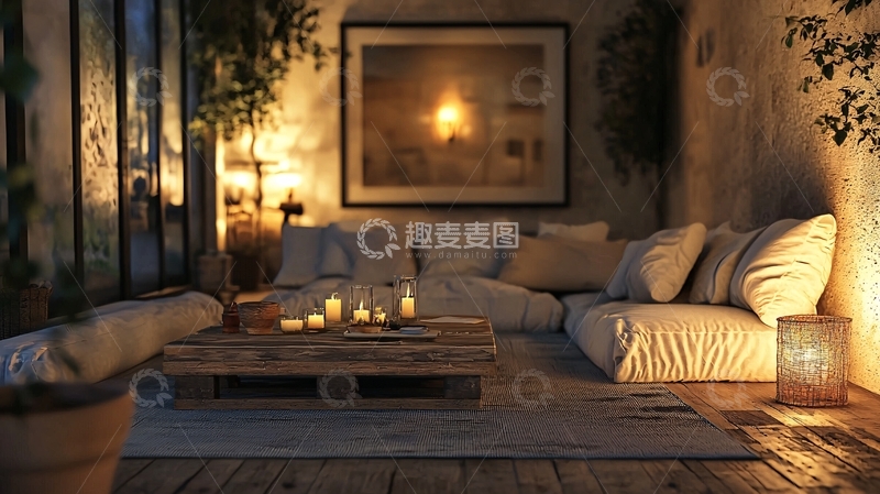 高清大图下载【趣麦麦图】温暖舒适的禅意客厅