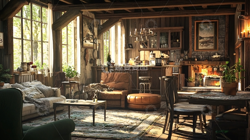 高清大图下载【趣麦麦图】乡村风格客厅